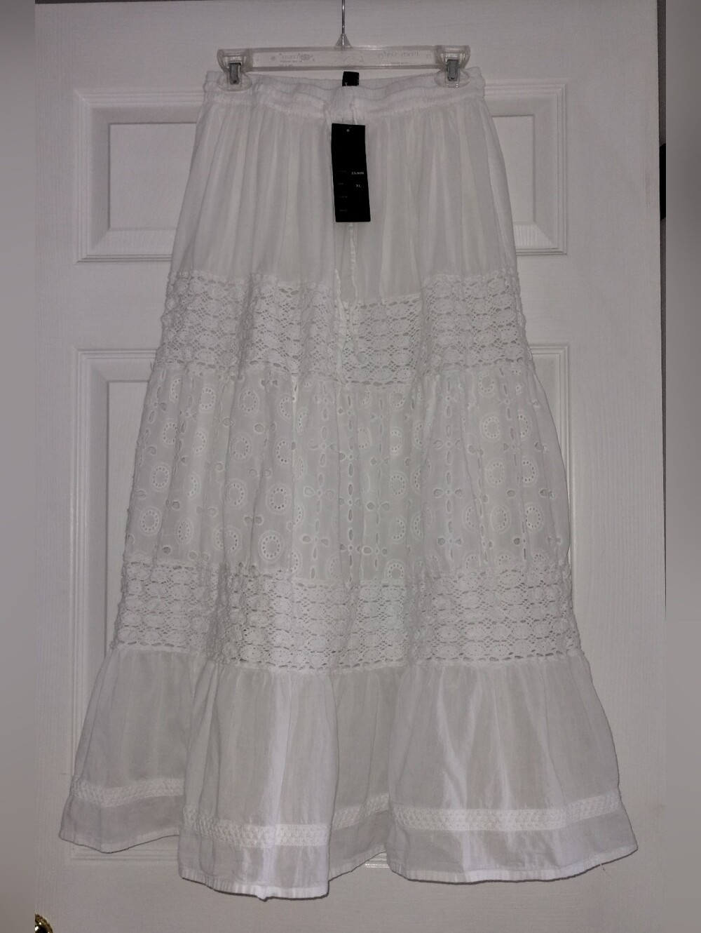 Me  2 Magic Women’s White Tiered Eyelet Maxi Skirt